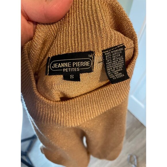 Jeanne Pierre Metallic Gold Mock Neck Long Sleeve Sweater Sz SP - Picture 5 of 9